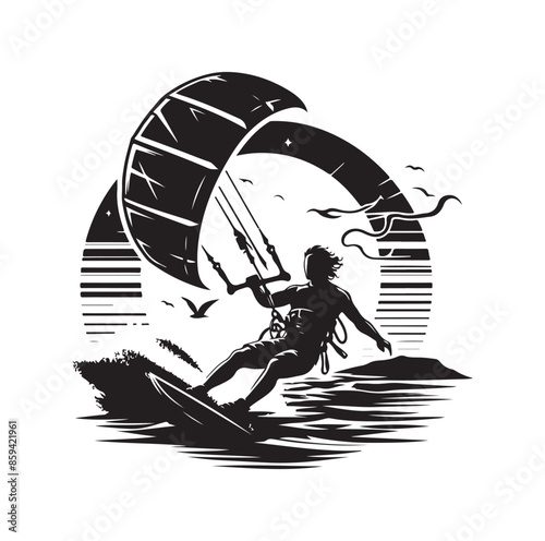 kitesurfing silhouette illustration icon vector