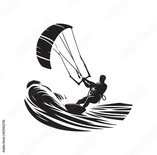 kitesurfing silhouette illustration icon vector