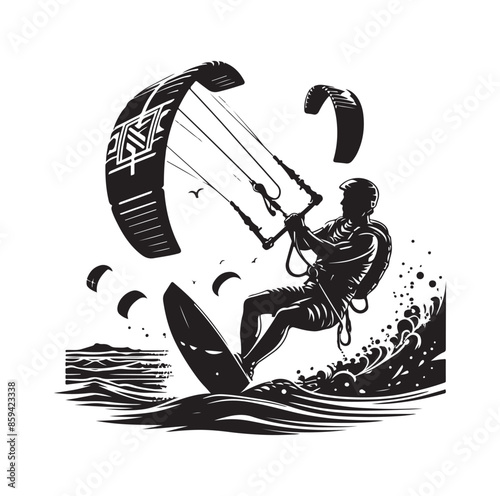 kitesurfing silhouette illustration icon vector