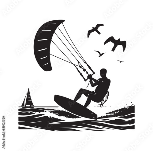 kitesurfing silhouette illustration icon vector