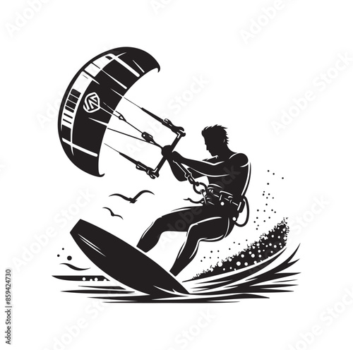 kitesurfing silhouette illustration icon vector