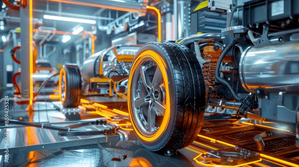 Fototapeta premium High-tech visualization of an electric vehicle battery system integrated with smart grid technology