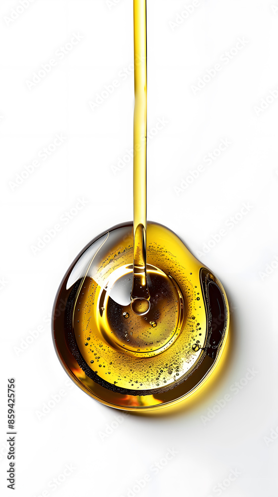 Top view of oil drop dripping isolated on white background Top view of oil drop dripping isolated on white background