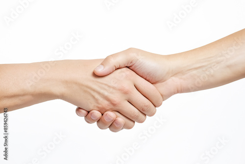 Close-up of Hands Shaking on a White Background
