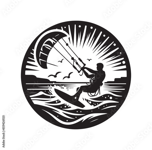 kitesurfing silhouette illustration icon vector