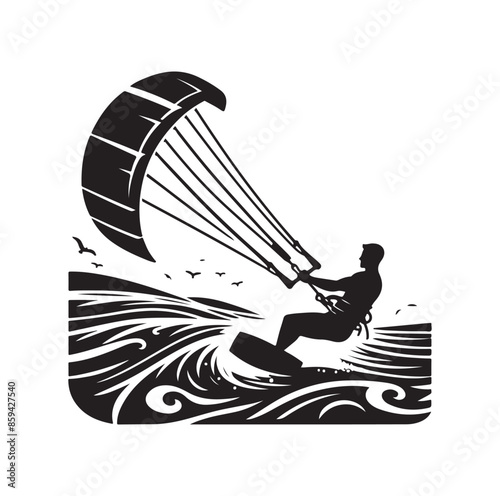 kitesurfing silhouette illustration icon vector