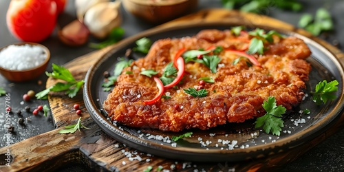 Milanesa A Popular Fried Italian Dish in Argentina, Uruguay, USA, and Europe. Concept Cultural Cuisine, Traditional Dishes, International Recipes, Popular Foods, Culinary Delights