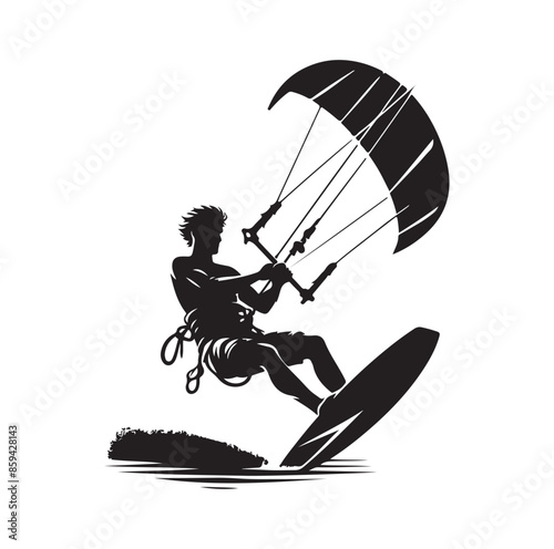 kitesurfing silhouette illustration icon vector