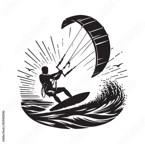 kitesurfing silhouette illustration icon vector