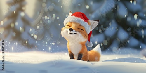 Cute Cartoon Christmas Fox ...