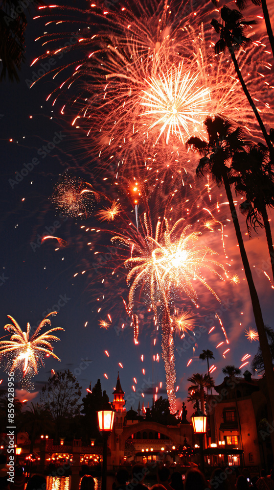 Festive Fireworks Spectacular Lighting Up the Night Sky at Celebration Event