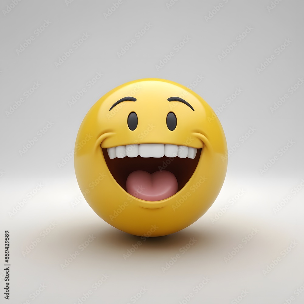 3D Rendering of a Laughing Emoji