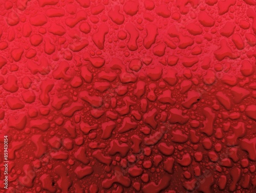 Obraz na płótnie Water drops on metallic red shiny metal background, wet after rain, template, wallpaper w salonie
