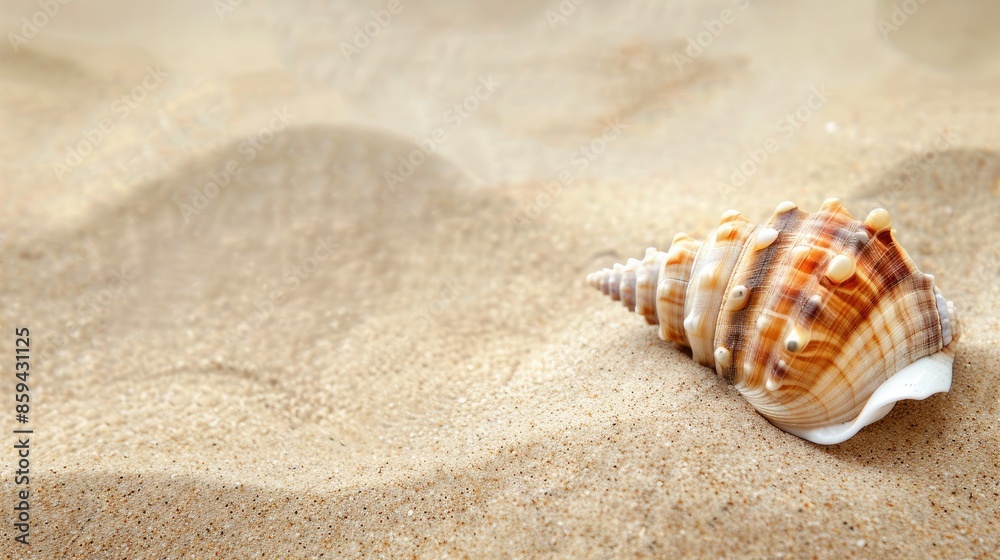 Seashell on sandy surface with empty space for text Seashell on sandy surface with empty space for text