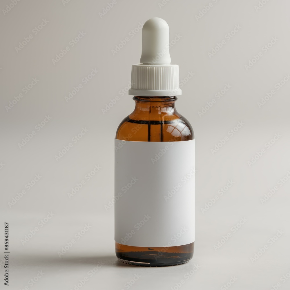 Amber Glass Dropper Bottle with Blank Label - Minimalist Mockup for Skincare and Essential Oils - Generative ai Amber Glass Dropper Bottle with Blank Label - Minimalist Mockup for Skincare and Essential Oils - Generative ai
