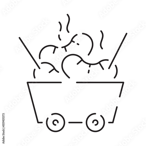Street food truck line icon. Trade van. Mobile cafe car. Transport to cook and sell meals. Vector illustration
