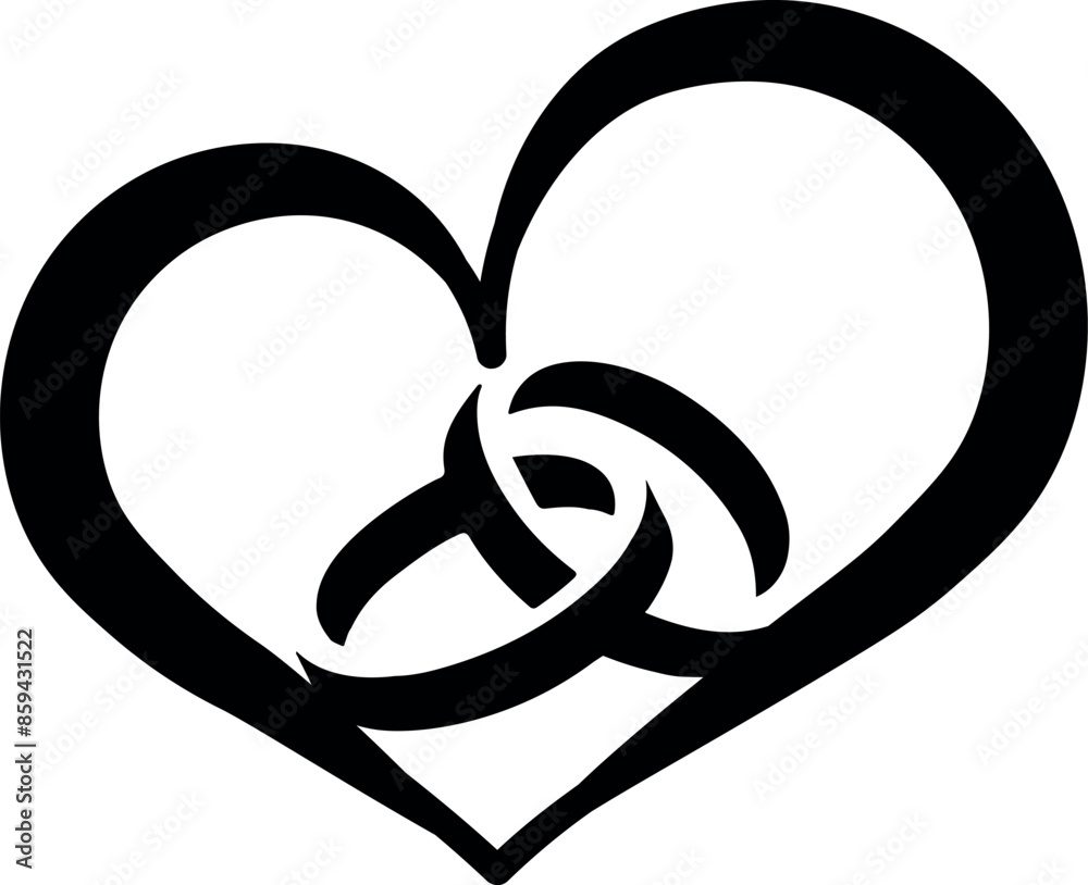 Flat isolated wedding rings heart love. Wedding rings illustration vector. Jewellery celebrate engagement