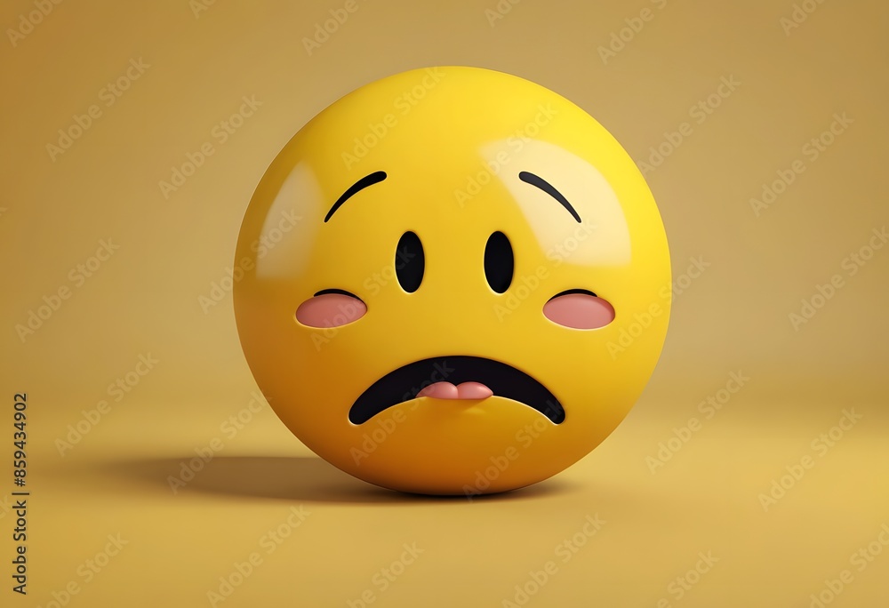 Fototapeta premium 3D Render of a Yellow Disgusted Emoji