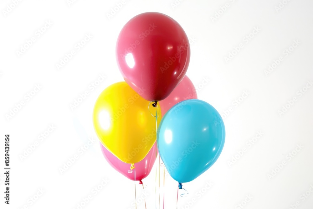A bunch of colorful balloons floating against a white background, perfect for party or celebration scenes A bunch of colorful balloons floating against a white background, perfect for party or celebration scenes