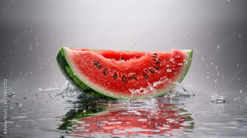 Fresh Watermelon Slice with Seeds: A close-up of a watermelon slice showing the seeds and texture. Healthy fruit, sweet, refreshing. Isolated on light background. Fresh Watermelon Slice with Seeds: A close-up of a watermelon slice showing the seeds and texture. Healthy fruit, sweet, refreshing. Isolated on light background.
