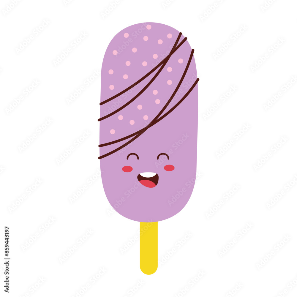 Cute ice cream. Ice cream smile face. Summer element foot snack colorful flat design Cute ice cream. Ice cream smile face. Summer element foot snack colorful flat design