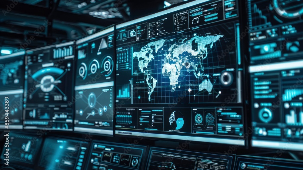 High-tech interface showing real-time threat detection and response systems High-tech interface showing real-time threat detection and response systems