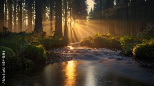 Compose a mesmerizing stock photo that encapsulates the magic of a forest bathed in the ethereal glow of backlighting Utilize the powerful capabilities of a Fuji GFX 100 paired wit