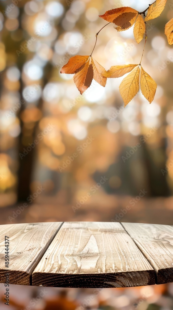 empty wooden tabletop podium in open garden forest, blurred background of autumn plants with space organic product present natural placement pedestal display, autumn concept empty wooden tabletop podium in open garden forest, blurred background of autumn plants with space organic product present natural placement pedestal display, autumn concept