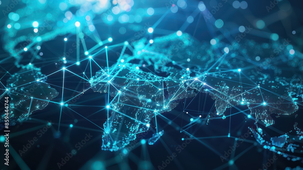 a world map interconnected with digital lines and nodes, symbolizing global business networks a world map interconnected with digital lines and nodes, symbolizing global business networks