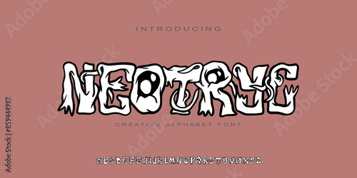 Handwritten Original Typeface, Alphabet creative font, Uppercase, design for clothing, brand, fashion, urban, Character style font. Vector illustration