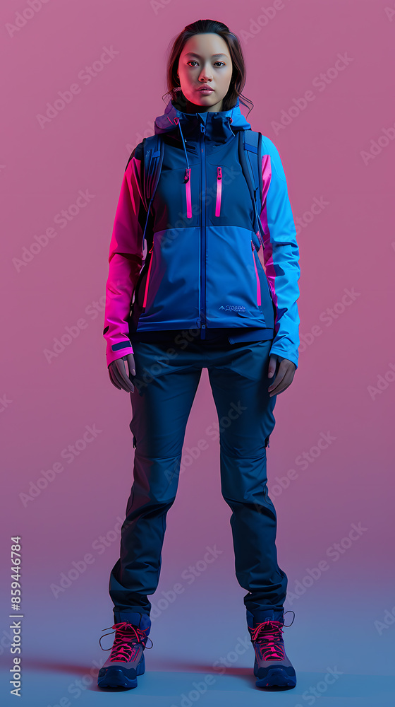 Young women model in bright modern outdoor sporty casual wear design Young women model in bright modern outdoor sporty casual wear design