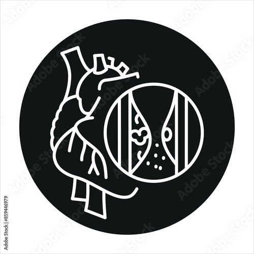 Coronary artery disease line black icon. Signs for web page