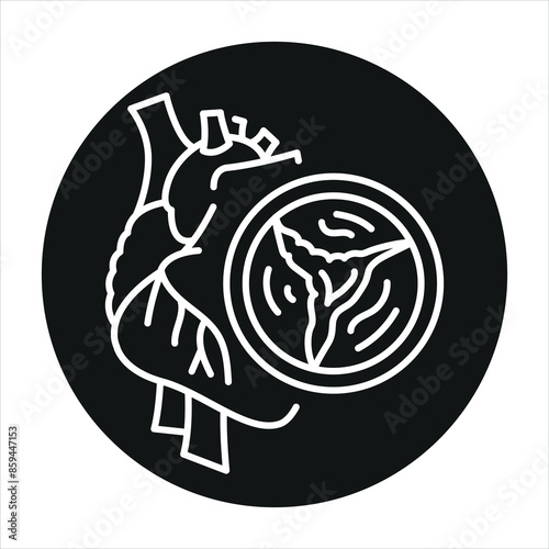 Valvular heart disease line black icon. Signs for web page