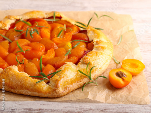 Apricot and rosemary galette