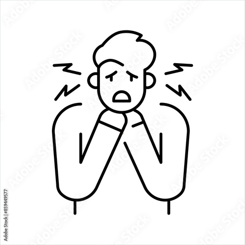 Choking line color icon. Household injuries sign for web page