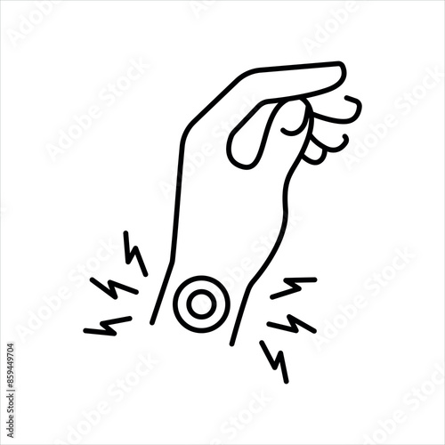 Hand sprain line color icon. Household injuries sign for web page