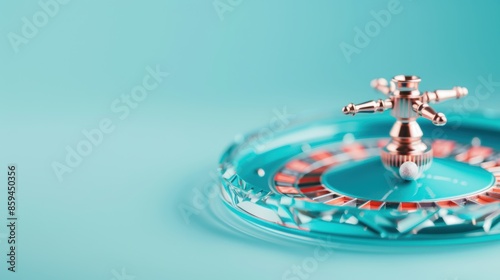 A modern and stylish composition featuring a blue roulette wheel, positioned against a simple, uncluttered backdrop, with space for custom text or graphics. The image conveys a sense of luxury and