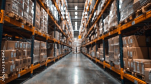 Blurred Warehouse Aisle with Boxes © Juan