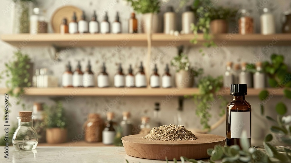 A cozy herbal apothecary featuring shelves with natural remedies, essential oils, and dried herbs, emphasizing a holistic and organic approach. A cozy herbal apothecary featuring shelves with natural remedies, essential oils, and dried herbs, emphasizing a holistic and organic approach.