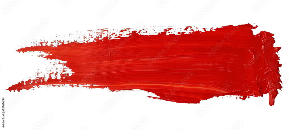 A wide, horizontal isolated red brushstroke with rough edges, set against an isolated transparent background A wide, horizontal isolated red brushstroke with rough edges, set against an isolated transparent background