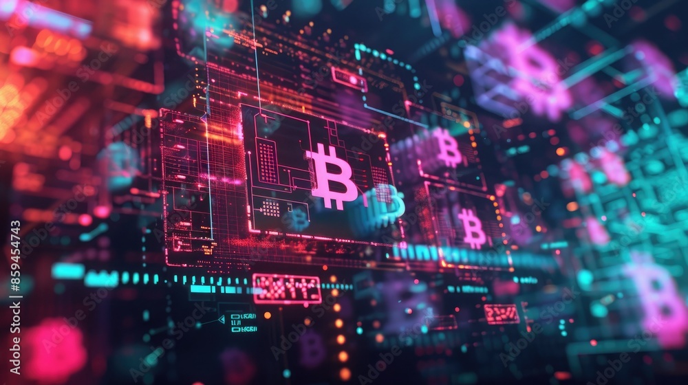 A CGI scene showing a digital wallet with animated cryptocurrency symbols floating around it, all in a futuristic Web 3.0 color palette. A CGI scene showing a digital wallet with animated cryptocurrency symbols floating around it, all in a futuristic Web 3.0 color palette.