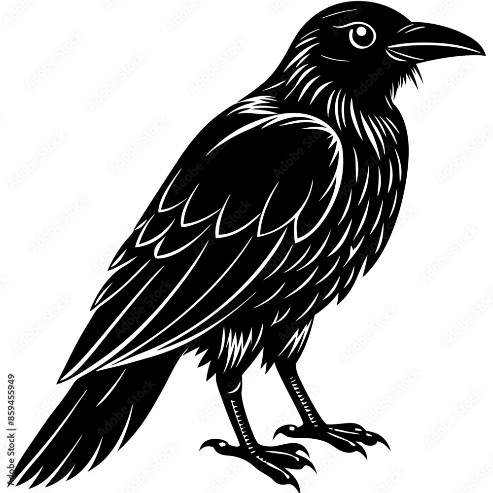 Fototapeta premium Spooky silhouette of Halloween Crow - vector illustration