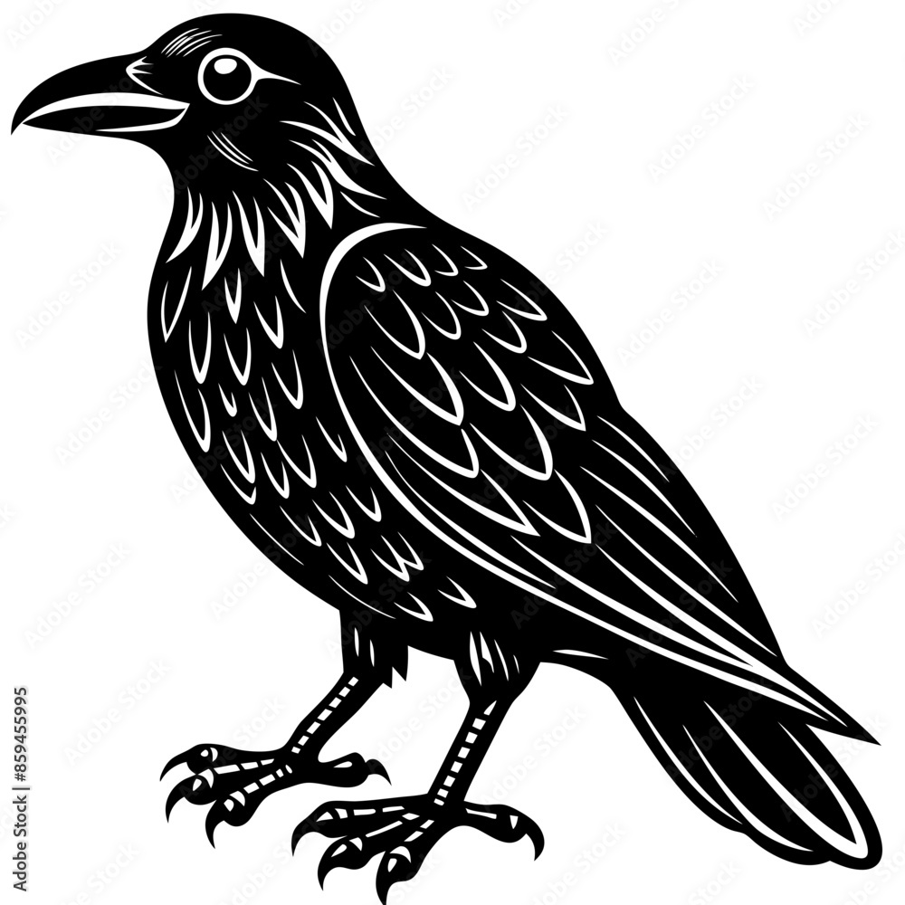 Spooky silhouette of Halloween Crow - vector illustration