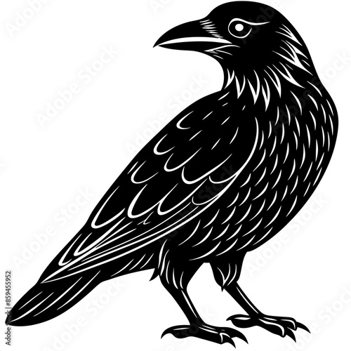 Spooky silhouette of Halloween Crow - vector illustration