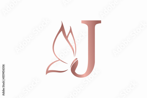 butterfly logo design with letter j consept premium vektor