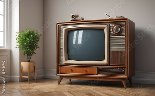 Retro TV in interior. photo