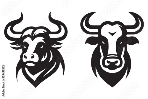 Bull and buffalo head cow animal mascot logo design vector