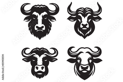 Bull and buffalo head cow animal mascot logo design vector