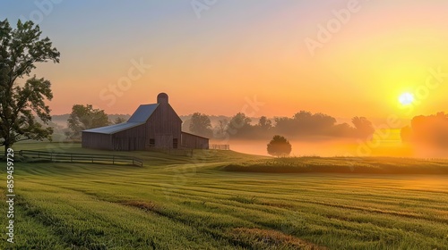 Kentucky farm at sunrise 