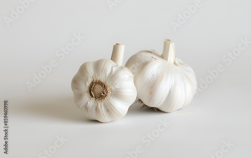 Garlic over A White Background